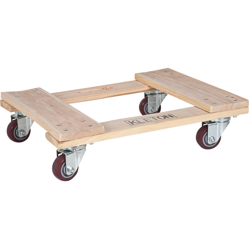 Hardwood Dolly, Polyurethane Wheels, 900 lbs. Capacity, 18" W x 24" D x 7" H Superchem Industries