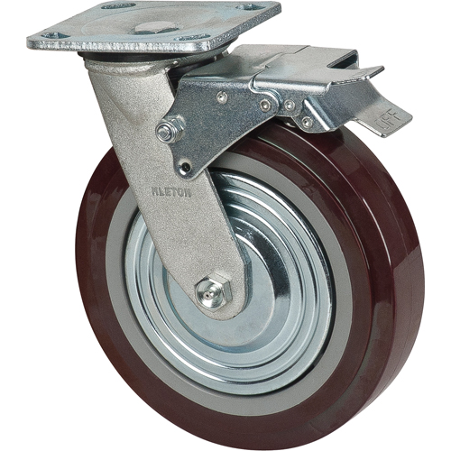 Roulette, Pivotant avec frein, 8" (203,2 mm), Polyur&eacute;thane, 1000 lb (453,6 kg) Superchem Industries