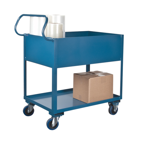 Deep Lipped Service Cart, 2 Tiers, 24" W x 47" H x 36" D, 1200 lbs. Capacity Superchem Industries