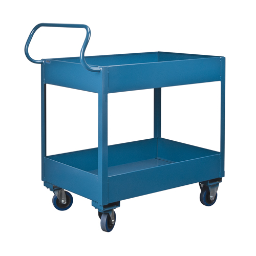 Deep Lipped Service Cart, 2 Tiers, 24" W x 47" H x 36" D, 1200 lbs. Capacity Superchem Industries