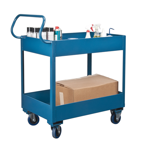 Deep Lipped Service Cart, 2 Tiers, 24" W x 47" H x 36" D, 1200 lbs. Capacity Superchem Industries