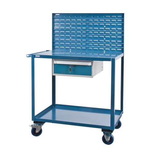 Mobile Service Cart, 2 Tiers, 24" W x 57" H x 40" D, 1200 lbs. Capacity Superchem Industries