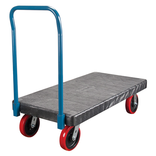 Plastic Platform Truck, 48" L x 24" W, 2500 lbs. Cap., Polyurethane Wheels Superchem Industries