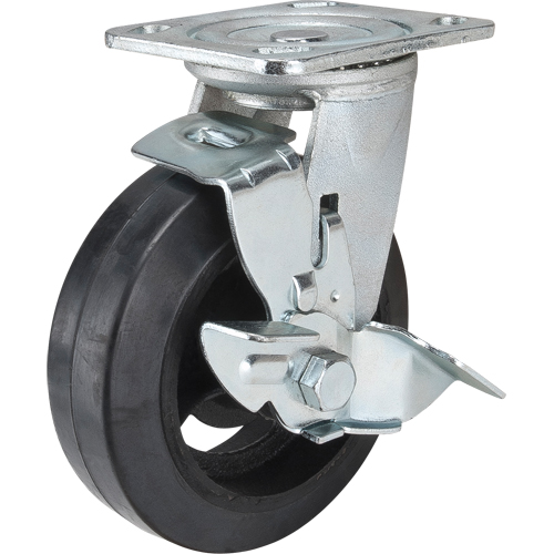 Mold-on Caster, Swivel with Brake, 6" (152.4 mm), Rubber, 550 lbs. (249 kg.) Superchem Industries