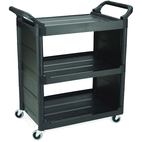 Bussing Cart with End Panels, 3 Tiers, 18-5/8" x 36-5/8" x 33-5/8", 150 lbs. Capacity Superchem Industries