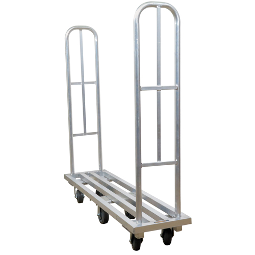 Aluminum U-Boat Platform Truck, 16" W x 63" L, 1322 lbs. Cap., Polyurethane Wheels Superchem Industries