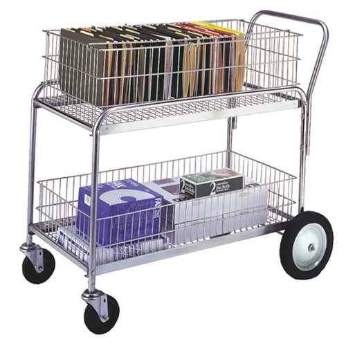 Chariot de bureau en treillis m&eacute;tallique pour le courrier, 250 lb Capacit&eacute;, Chrome, 23-3/4" p x 43" la x 38-1/2" h, Chrom&eacute; Superchem Industries