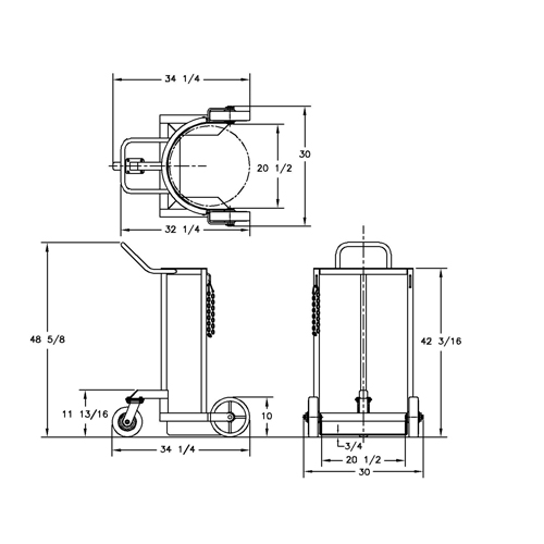 Grand chariot LCC pour bouteille de gaz liquide, Roues Polyur&eacute;thane, Base de 20" la x 20" p, 1000 lb Superchem Industries