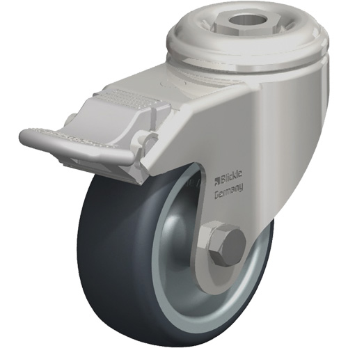 Roulette en &eacute;lastom&egrave;re thermoplastique acier inoxydable, Pivotant avec frein, Diam&egrave;tre 3-1/8" (79,5 mm), Capacit&eacute; 220 lb (100 kg) Superchem Industries