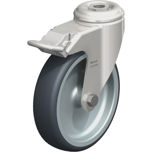 Roulette en &eacute;lastom&egrave;re thermoplastique acier inoxydable, Pivotant avec frein, Diam&egrave;tre 5" (127 mm), Capacit&eacute; 265 lb (120 kg) Superchem Industries