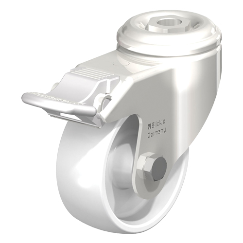 Roulette en nylon acier inoxydable, Pivotant avec frein, Diam&egrave;tre 5" (127 mm), Capacit&eacute; 265 lb (120 kg) Superchem Industries
