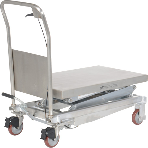 Table &eacute;l&eacute;vatrice hydraulique manuelle &agrave; ciseaux, 35-1/2" lo x 20" la, Partiellement en acier inoxydable, Capacit&eacute; 800 lb Superchem Industries