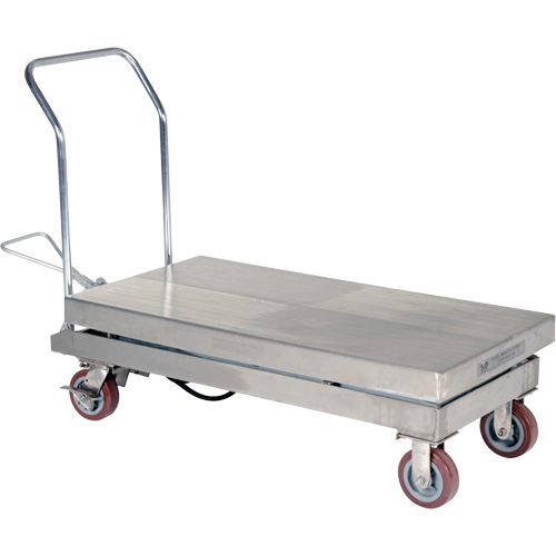 Table &eacute;l&eacute;vatrice hydraulique manuelle &agrave; ciseaux, 47" lo x 24" la, Partiellement en acier inoxydable, Capacit&eacute; 2000 lb Superchem Industries