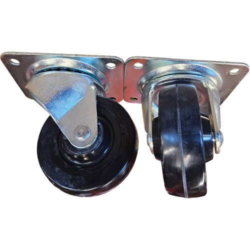 Plate Caster, Swivel, 4" (101.6 mm), Rubber, 225 lbs. (102 kg.) Superchem Industries