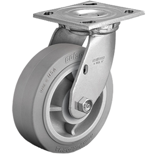 Plate Caster, Swivel, 4" (101.6 mm), Rubber, 225 lbs. (102 kg.) Superchem Industries