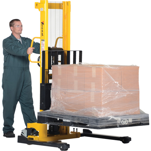 Manual Hydraulic Stacker, Hand Pump Operated, 2000 lbs. Capacity, 35" Max Lift Superchem Industries