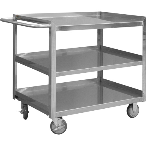 Chariot avec tablettes de calibre industriel, 3 Tiers, 30-1/8" la x 35" h x 66" p, Capacit&eacute; 1200 lb Superchem Industries