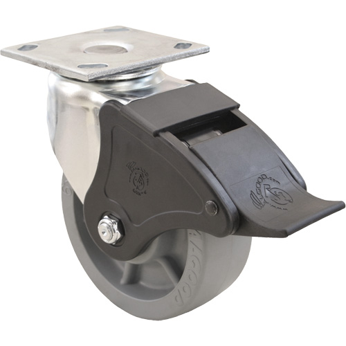 Roulette Emaxx, Pivotant avec frein, 4" (101,6 mm), Envirothane, 1000 lb (453,6 kg) Superchem Industries