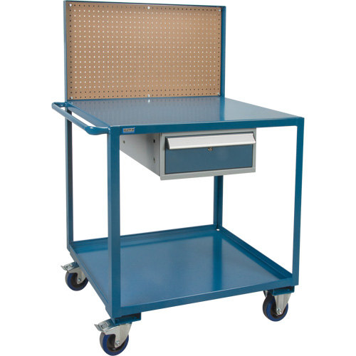 Mobile Service Cart, 2 Tiers, 24" W x 57" H x 40" D, 1200 lbs. Capacity Superchem Industries