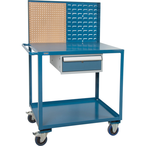 Mobile Service Cart, 2 Tiers, 24" W x 57" H x 40" D, 1200 lbs. Capacity Superchem Industries