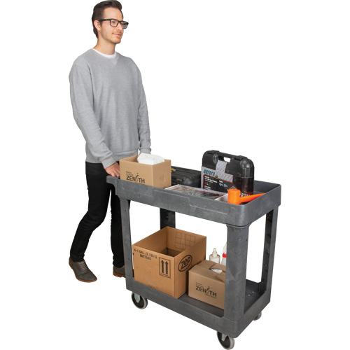 Utility Service Cart, 2 Tiers, 16-1/2" x 32-1/2" x 34-1/2", 550 lbs. Capacity Superchem Industries