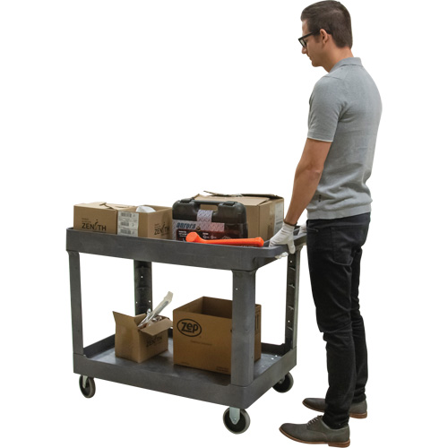 Utility Service Cart, 2 Tiers, 24-5/8" x 32-1/2" x 40", 550 lbs. Capacity Superchem Industries