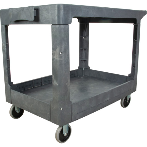 Flat-Shelf Utility Service Cart, 2 Tiers, 25-1/4" x 32-1/4" x 44", 550 lbs. Capacity Superchem Industries