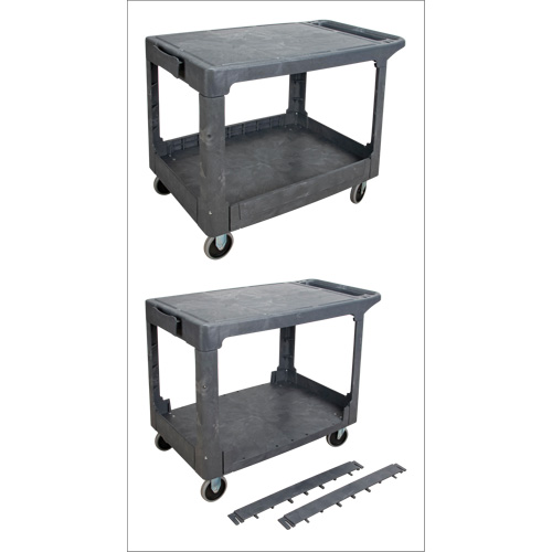 Flat-Shelf Utility Service Cart, 2 Tiers, 25-1/4" x 32-1/4" x 44", 550 lbs. Capacity Superchem Industries