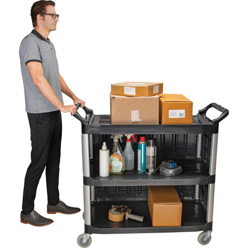Utility Cart, 3 Tiers, 19-3/4" x 37-1/2" x 40-1/4", 250 lbs. Capacity Superchem Industries