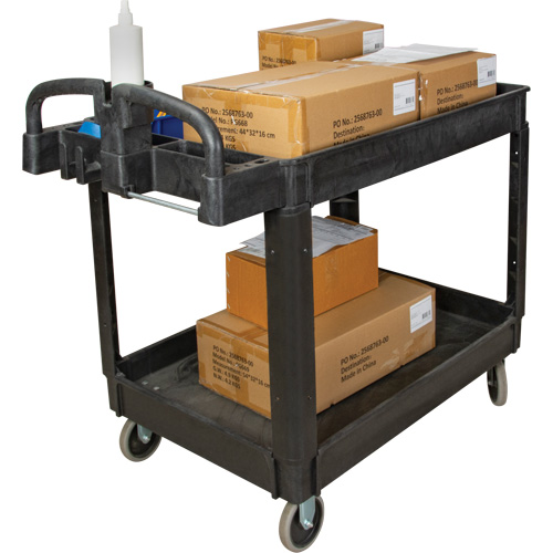 Utility Cart, 2 Tiers, 25-5/8" x 33-1/2" x 43-3/4", 550 lbs. Capacity Superchem Industries