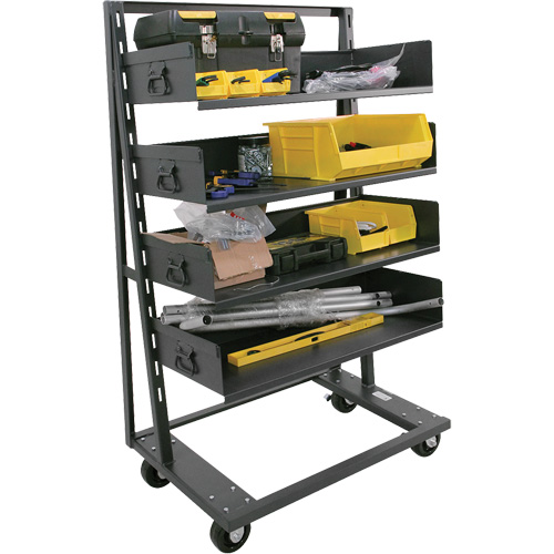 Chariot &agrave; cadre en A robuste &agrave; un c&ocirc;t&eacute; avec 4 grands plateaux, 38" x 25" x 63", Capacit&eacute; 2500 lb Superchem Industries