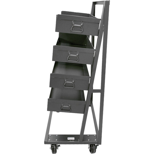 Single-Sided Heavy Duty A-Frame Cart with 4 Large Lipped Trays, 38" x 25" x 63", 2500 lbs. Capacity Superchem Industries
