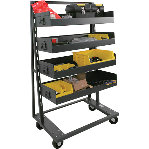 Single-Sided Heavy Duty A-Frame Cart with 4 Large Lipped Trays, 38" x 25" x 63", 2500 lbs. Capacity Superchem Industries