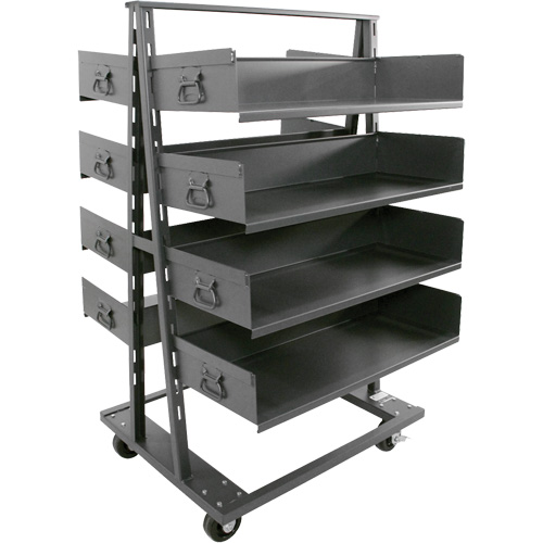 Chariot &agrave; cadre en A robuste &agrave; deux c&ocirc;t&eacute;s avec 8 plateaux &agrave; rebords, 38" x 30" x 63", Capacit&eacute; 2500 lb Superchem Industries
