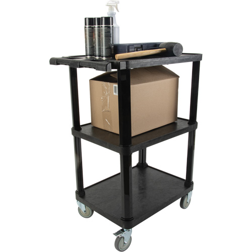 Utility Cart with Flat Shelf, 3 Tiers, 18-1/8" x 37-3/8" x 27-3/4", 330 lbs. Capacity Superchem Industries