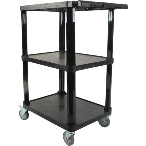 Utility Cart with Flat Shelf, 3 Tiers, 18-1/8" x 37-3/8" x 27-3/4", 330 lbs. Capacity Superchem Industries