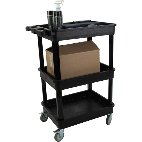 Chariot utilitaire avec tablette &agrave; bordure profonde, 3 tiers, 19" x 39-1/2" x 28-1/4", Capacit&eacute; 330 lb Superchem Industries