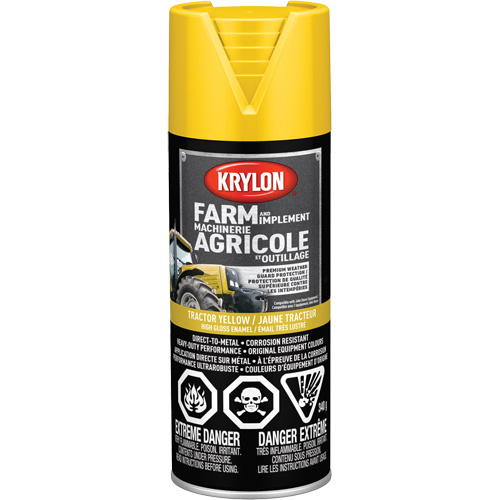 Peinture en a&eacute;rosol pour la ferme et l'&eacute;quipement, Jaune John Deere, Tr&egrave;s brillant, 12 oz, Canette a&eacute;rosol Superchem Industries