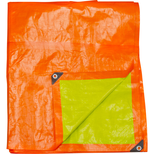 B&acirc;che tiss&eacute;e robuste haute visibilit&eacute;, Poly&eacute;thyl&egrave;ne, Vert/Orange, 16' x 20' x 12 mils Superchem Industries