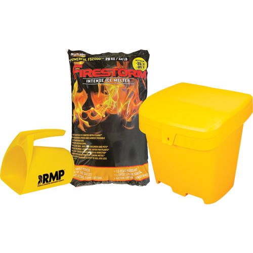 Ensemble de produit de d&eacute;glaçage intense Firestorm avec 56 sacs, Sac, 44 lb (20 kg), Point de fonte -32°C (-25°F) Superchem Industries