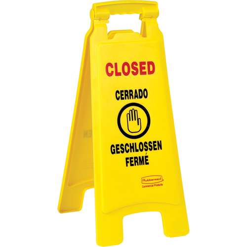 Closed Safety Signs, Quadrilingual with Pictogram Superchem Industries