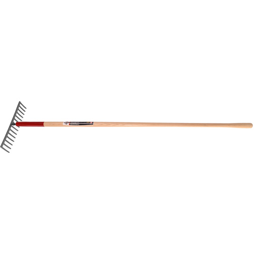 Level Rake, Wood Handle, 14-3/4" W, Tempered Steel Blade, 16 Tines Superchem Industries