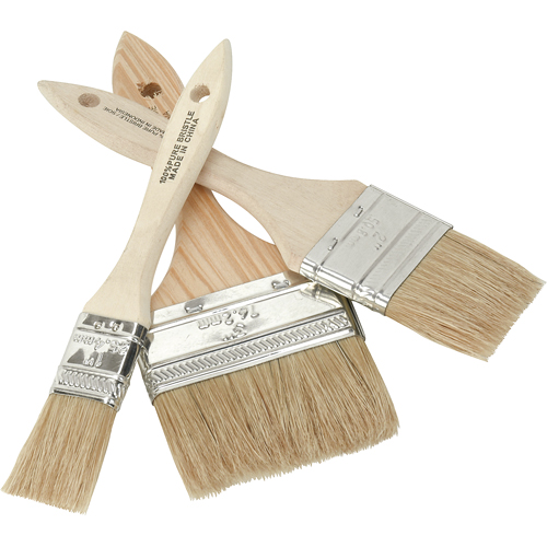 Pinceau &agrave; soies rases, Soie blanche, Manche Bois, Largeur de 1" Superchem Industries