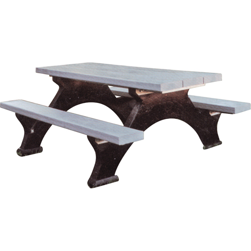Tables de pique-nique en plastique recycl&eacute;, 8' lo x 62-1/4" la, Gris Superchem Industries