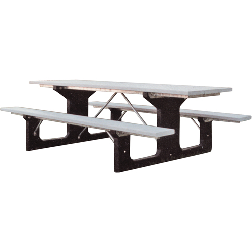 Tables de pique-nique en plastique recycl&eacute;, 6' lo x 61-1/2" la, Gris Superchem Industries