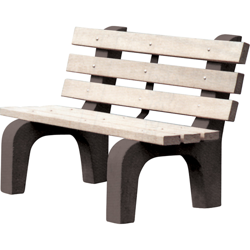 Park Benches, Recycled Plastic, 48" L x 25" W x 31" H, Grey Superchem Industries