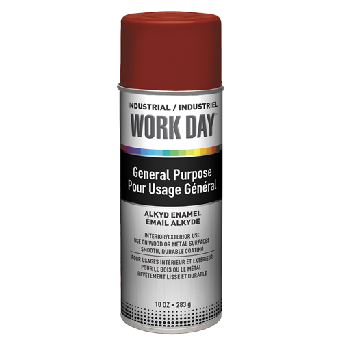 Peinture industrielle Work Day, Rouge, Tr&egrave;s mat, 10 oz, Canette a&eacute;rosol Superchem Industries