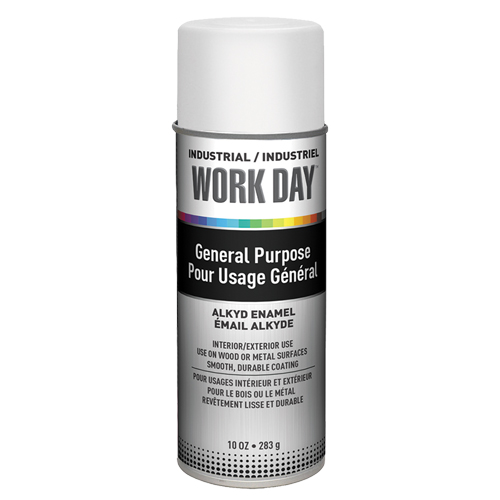 Peinture industrielle Work Day, Blanc, Tr&egrave;s mat, 10 oz, Canette a&eacute;rosol Superchem Industries