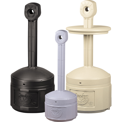 Smokers Cease-Fire&reg; Cigarette Butt Receptacle, Free-Standing, Plastic, 1 US gal. Capacity, 30" Height Superchem Industries