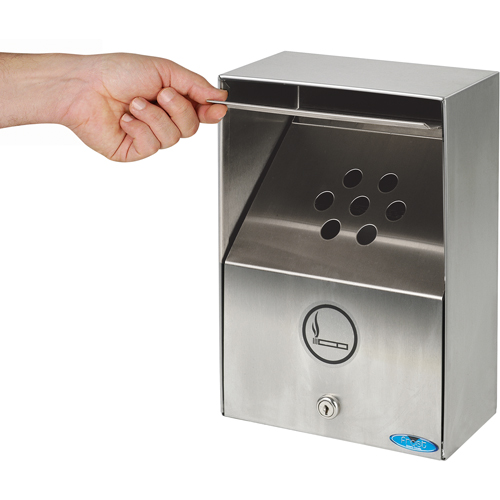 Smoking Receptacles, Wall-Mount, Stainless Steel, 3.3 Litres Capacity, 13-1/2" Height Superchem Industries